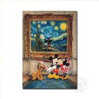 Disney Mickey And Minnie Mouse Kiss In Starry Night Wall Decoration Posters And Prints Oil Canvas Painting For Living Room Gifts No Frame 21*30cm No Frame