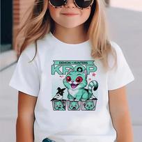KPop Demon Hunters Kids Clothes 2026 Hot Anime T-shirt Harajuku Girls Casual T-Shirt Fashion Movie T Shirts 110