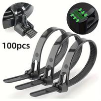100pcs Quick Release Reusable Plastic Cable Zip Ties with Durable Nylon Wire Fasteners for Home, Office, Adjustable Bag Seals and Tag Fasteners 100Pcs