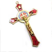 12*7cm Šv. Benedikto kryžius Jėzaus Kristaus kryžiaus pakabukas Religija Maldos Dekoro reikmenys Red beige