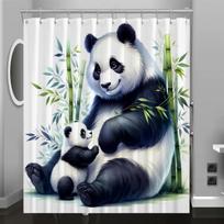 Dušo užuolaida su skaitmenine spauda ir pandų raštu W60H190(CM)-1 Pcs