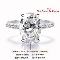 Ovalios formos visų mozanito sužadėtuvių žiedas moterims S925 sidabro 1/2/3/4 karato paslėpto halo deimanto vestuviniai žiedai su sertifikatais 6&1 Carat 5x7mm