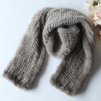 Fur Winter Scarf Natural Real Grey Color Knitted Fur Scarves for Ladies pilka spalva