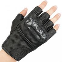 Mens Genuine Goat Leather Motorcycle Racing Gloves Half-Finger Ventilated Safety Protective Gear Summer Riding Medium juoda