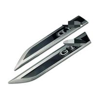 GTD Logo MK2 MK4 MK5 MK6 MK7 2pcs Metal Car Fender Side Emblem Sticker Accessories juoda pilka spalva