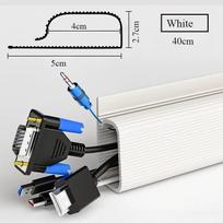40 cm PVC stalo kabelių dėklas Kabelių valdymas Po stalu Kanalas Kabelių trasa Laidų slėptuvas Nereikia gręžti Namų biurui Laidų organizatorius balta