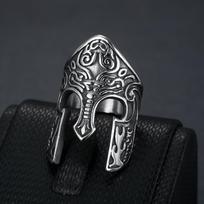 S925 silver ring retro ring Spartan mask ring retro mask men's ring 7 black