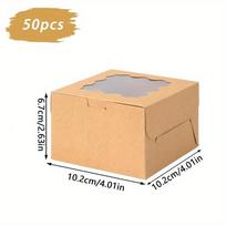 1 rinkinys / 50 vnt. duonos dėžutė su langu, mini pyragų dėžutė, užkandžių dėžutė, konditerijos dėžutė, desertų dėžutė, sausainių dėžutė, mini pyragas, pyrago keksiukų dėžutė (Ruda) 50pcs