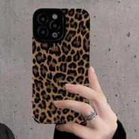 Fashion Brown Black Leopard Leather Case For iPhone 15 16 Pro Max 11 12 13 Mini 14 Plus Soft Shockproof Silicone Full Cover For iPhone 15