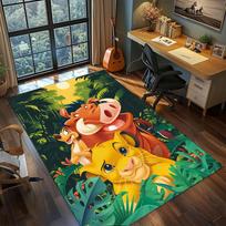 Liūtas Karalius Tribalinio Stiliaus Simba Kilimas Kilimas Didelis Plotas Kilimas Neslystantis Plaunamas Grindų Kilimėlis Žaidėjo Kambarys Miegamasis Namų Dekoras 60x90cm beige