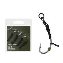 Carp Angling Ronnie Rig Wide Gape Hook with Leader and Antitangle Sleeve, Professional Carp Fishing Rig Wide Gape Hook 4