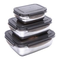 3 PIECES Lunch Box Case 304 Stainless Steel Bento Box Fresh Containers For Outdoor Kitchen Fruit Cap | Breakfast Boxes