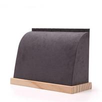 PU/Velvet Surface Necklace Display Stand Solid Wood Base Chain Pendant Storage Holder  Choker tamsiai pilka spalva