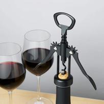 Wine Accessories Gift Flat Matte All Black Classic Wing Corkscrew With Zinc Alloy