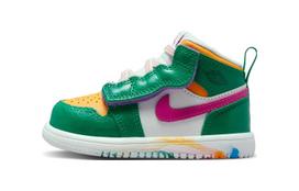 Jordan Air Jordan 1 Mid Alt Vintage Basketball Shoes Cushioning, Wear Resistant Mid top Toddler Shoes Green Pink Gold DZ5536-300 23.5