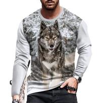 Summer Fashion Fun The Wolf Picture T Shirts For Men Casual 3D Print Tees Hip Hop Personality Round NecCk Short Sleeve Tops S