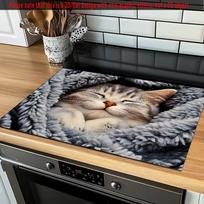 1Pcs Rubber Drying Mat With Sleeping Cat Print For Coffee Shop Restaurant Kitchen Carpet Tableware Durable Diatom Mud Table Mat Pet Mat Coffeeware 30*40 black
