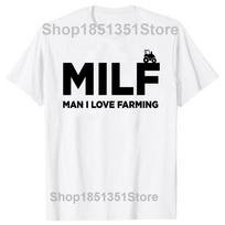 Funny MILF Man I Love Farming T Shirts Farmer Tee Tops Round Neck ShortSleeve Fashion Tshirt Clothing Casual Basic Tshirts S