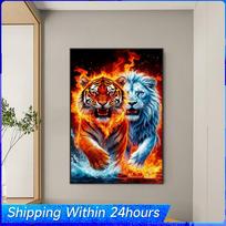 Lions And Tigers DIY Partial AB Full Round Drill Diamond Dots Paintings for Adults Home Decor Diamonds Paintings Gem Art 55x85cm China Mainland