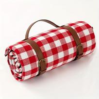 Large Picnic Blanket Camping Mat Rug with PU Carrier Soft Lightweight Portable Outdoor Mat 2*1.5m raudona