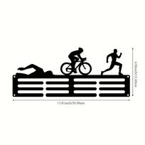 Metalinis medalių laikiklis, tvirtinamas prie sienos, 60 sporto medaliams, apdovanojimams, juostelėms, stovo organizatorius bėgimui, dviračių sportui, maratonui, dekoratyvinis geležies skulptūros juoda