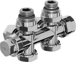 Mexen Uni-Term radiatoriaus vožtuvas kampinis/tiesus, Duplex, DN50, chromas - W908-000-01, G 1/2"