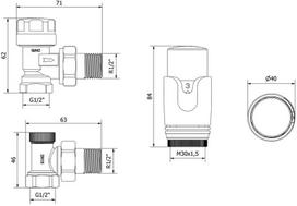 Mexen G00 termostatinis kampinis rinkinys, chromas - W901-900-01, G 1/2"