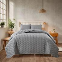 Dvipusis skalbtas medvilninis dygsniuotas pledas 264x229 - Europos ir Amerikos vasarinis pledų komplektas, vientisos spalvos, trijų dalių 173*229 Set (Pillowcase 51*66) white