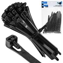 Geko daugkartiniai kabelių surišimo dirželiai G17241, 7.5mm, 150mm, 100vnt, juodi, plastikas, atlaisvinimo mechanizmas