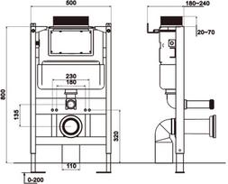 Mexen Tex Air XS-U pneumatinis paslėptas rėmas WC - 61850A, 50 x 80 x 14 cm
