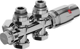Mexen G00 termostatinis rinkinys kampinis/tiesus, Duplex, DN50, chromas - W908-900-01, G 1/2"