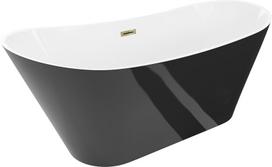 Mexen Dora laisvai pastatoma vonia 150 x 75 cm, balta/juoda, auksinė perpildymo anga - 52071507575-50, 150 x 75 cm
