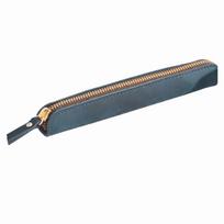 Cowhide Leather Mini Pen Pouch Retro Tablet Pen Holder Creative Pen Bag  Office Supplies mėlyna