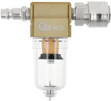 Geko G03165, 1/4" oro filtras su drėgmės separatoriumi, 0.04mm, 12bar, 500l/min, 15ml talpa, kompaktiškas dizainas