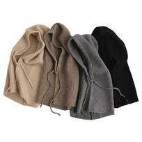 Unisex Fashionable Striped Polyester/Cotton Balaclava Knitted Cap Winter Warm Stylish Hooded Head Hat for Travel and Ski adult juoda