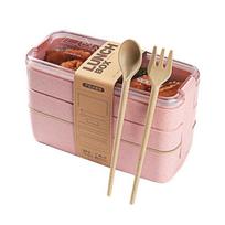 3-layer lunch box 900 ml portable wheat straw bento boxes MICRO-ONT BOX Dishwashers Tableware Food Storage School Office Feeding Container | Breakfast