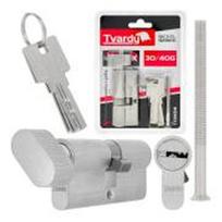 Tvardy Užrakto cilindras su rankenėle T01404, 30/40G mm, aliuminis, žalvaris, 3 raktai, 50000 ciklų, tvirtinimo varžtas įtrauktas