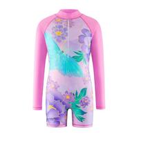 KIds Girls One-Piece Swimsuit Children's Outfits Girls Long-Sleeved Summer Swimwear Beach Rash Guard Shorts Swimming Suit 3-12Y 100 rožinė