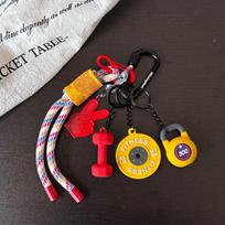 Colorful Barbell Plates Key Chain with D-shaped Buckle Simulation Dumbbells Keyring  Fitness Prople Style 1