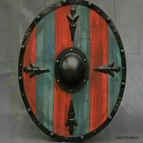 Viduramžių medinis skydas 24  Sunkus skydas Rankų darbo Mūšiui paruoštas Vikingų skydas