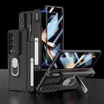 For Samsung Galaxy Z Fold 4 5g Case 360 Full Anti Drop Magnetic Hinge Pen Holder Kickstand Hard Capa For Z Fold4 Without Pen