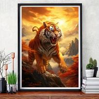 5D PASIDARYK PATS Deimantinė tapyba be rėmo, Džiunglių karalius Tigro rašto Mozaika Deimantinės tapybos rinkinys, Deimantinių paveikslų rinkinys Round drill 30x40cm