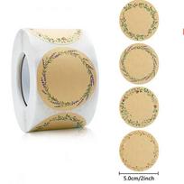 500 lipdukų Kraft popierius Gėlės Galima rašyti ranka Dekoratyviniai antspaudų lipdukai Lipnūs etikečių popierius Lipnūs lipdukai Ritinys 5cm