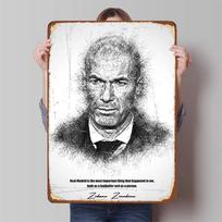 Zinedine Zidane Quote Iron Painting Real Madrid Legend Football Coach Portrait Wall Art Decor 20x30cm（7.8x11.8inch）