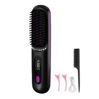 Cordless Ionic Hair Straightener Brush 3-in-1 Straighten Curl & Smooth Negative Ion Hair Brush Portable & Rechargeable Fast Heating Anti-frizz Hair juoda