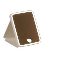 Foldable LED Makeup Mirror with Dimmable Light - Portable Travel-Friendly INS Style for Dorms and Desktops brown