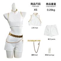 KPop Demon Hunters Kids Rumi Zoey Mira Cosplay glitter Costume White Uniform Set Huntrix Outfit For Girls  Halloween Role Play kids120