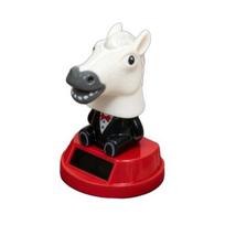 Horse Head Nodding Toy with Bow Tie Funny Car Dashboard Desk Decor Solar-Powered Waving Ornament Unique Gift for Car Enthusiasts balta