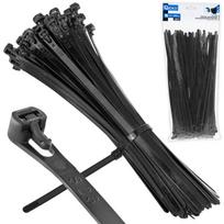 Geko daugkartiniai kabelių surišimo dirželiai G17243, 7.5mm, 300mm, 100vnt, juodi, plastikas, atlaisvinimo mechanizmas