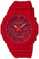 CASIO G-SHOCK GA-2100-4AJF  CasiOak  Red Series, Carbon Core Guard Slim Octagon Bezel Watch, 20 Bar Water Resistant Men's Sport Wristwatch raudona